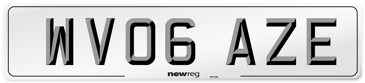 WV06 AZE Number Plate from New Reg